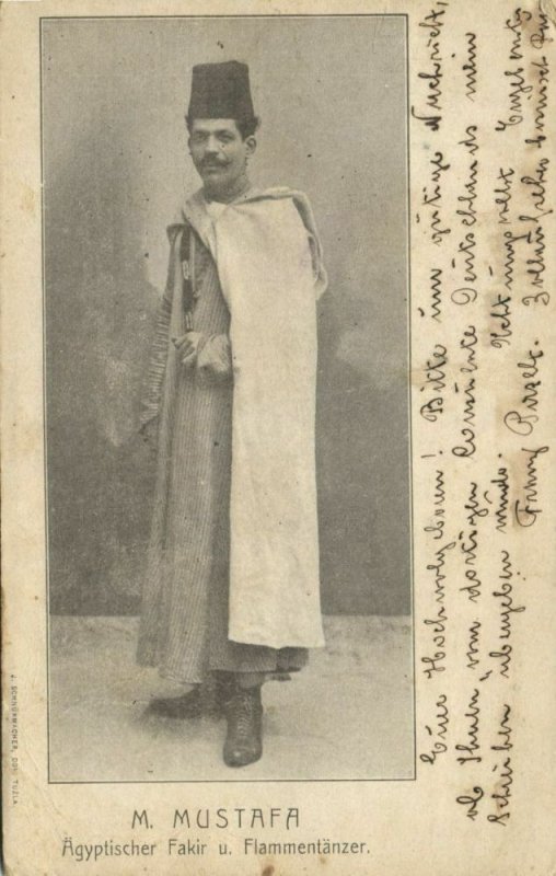 egypt, Egyptian Fakir and Flame Dancer M. Mustafa (1906)