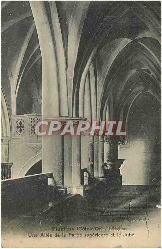 'Old Postcard Flavigny Cote d''Or) Church. A row of the upper part and the jube'