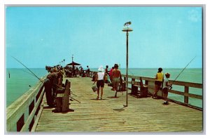 Postcard FL Fishing From Jacksonville Beach Florida Pier