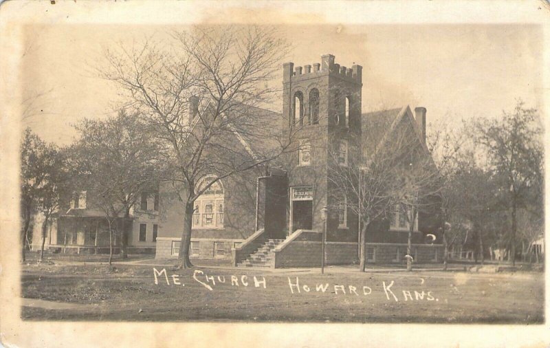 c.'16, RPPC, Real Photo, M.E.Methodist Church, MSG, Howard, KS, Old Post Card