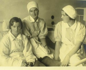 C.1940's WWII Era Jelgava Hospital Nurses Real Photograph Postcard P36