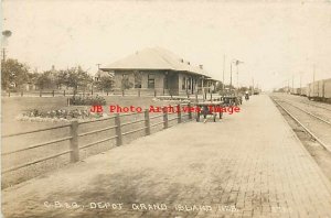 Depot, Nebraska, Grand Island, RPPC, Chicago Burlington & Quincy Railroad, Co-Mo