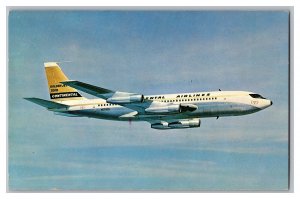Golden Jet 720B Fan Jet Continental Airlines Airplane 1962 Postcard Advertising