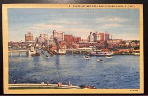 Vintage Postcard 1935 Tampa Skyline from Davis Island, Tampa, Florida (FL)