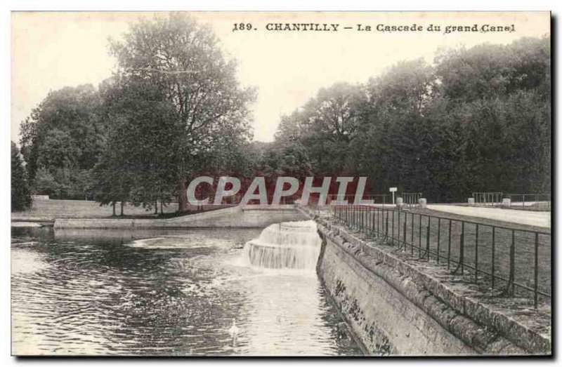 Old Postcard Chateau de Chantilly The cascade of Grand Canal