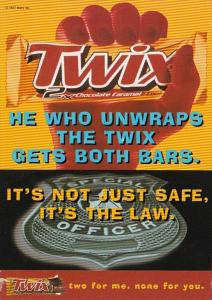 Advertising Twix Chocolate Caramel Bar 1997