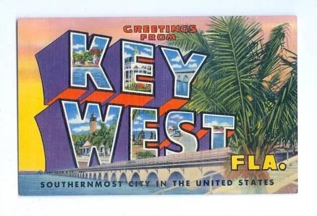 LP34 LARGE letter, Key West, Florida, FL, Postcard.