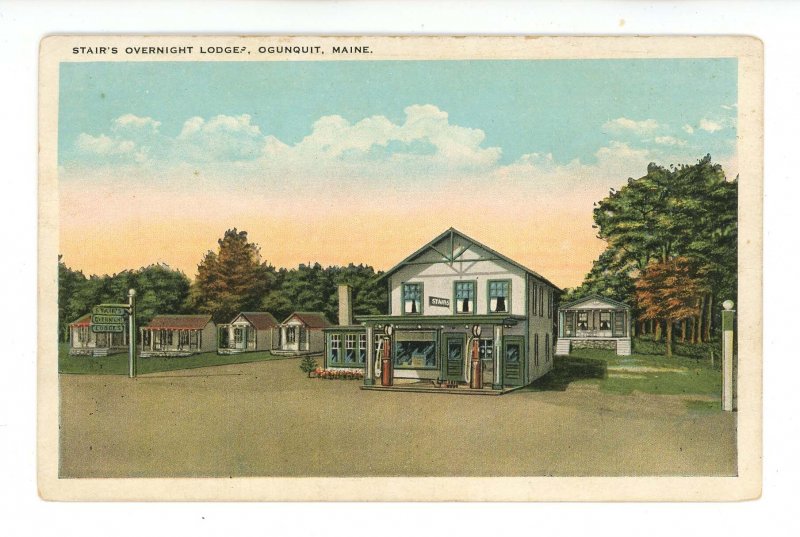 ME - Ogunquit. Stairs  Gas Station & Overnight Lodges ca 1930's