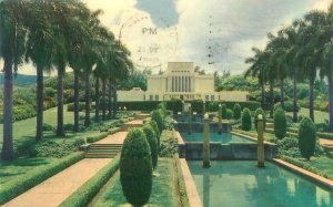 Mormon Temple on Oahu Island Hawaii 1960s Chrome Postcard Used