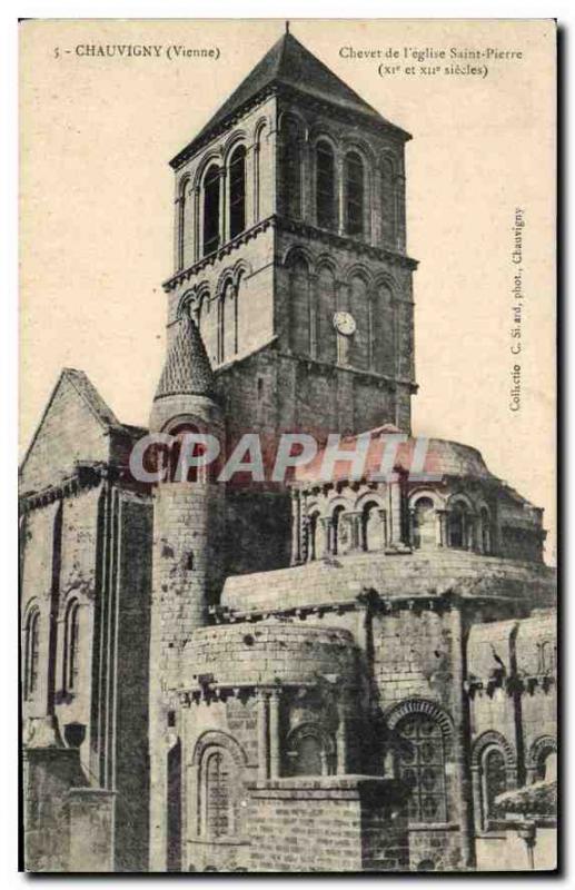 Postcard Old Vienna Chauvigny Apse of the church Saint Pierre XI and XII cent...