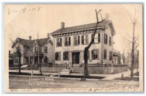 1908 Lincoln's Home Building Dirt Road Door Entry Springfield Illinois Postcard