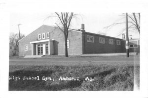 Amherst Wisconsin High School Gym Real Photo Postcard AA91232