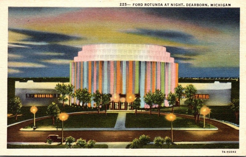 Michigan Dearborn Ford Rotunda At Night Curteich