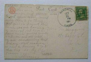 Vintage Halloween Postcard Gothic Bats Series 858 MHS FA Owen 1911 Original