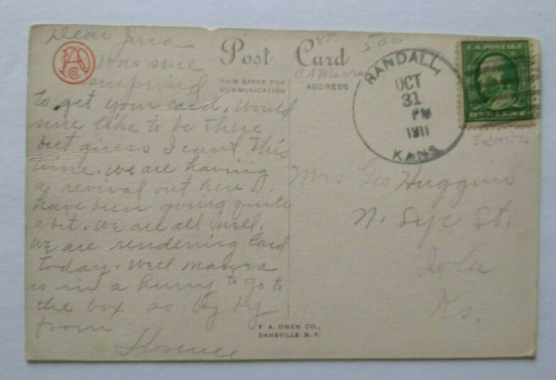 Vintage Halloween Postcard Gothic Bats Series 858 MHS FA Owen 1911 Original