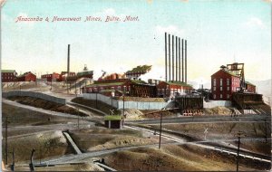 Postcard Montana Butte Anaconda & Neversweat Copper Mines Railroad 1909 V195