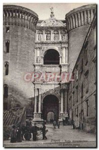 Old Postcard Napoli Porta Del Castello Monumental Cow Children