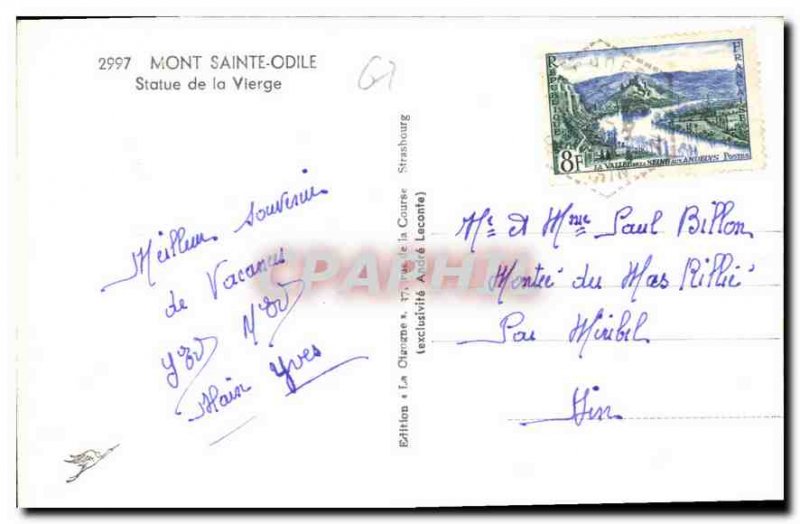 Old Postcard Mont Sainte Odile statue of the Virgin