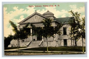 Vintage 1910's Colorized Photo Postcard Public Library Valley City North Dakota