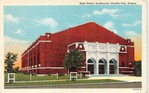 GARDEN CITY, KS Kansas   HIGH SCHOOL AUDITORIUM   1949 Curteich Linen Postcard