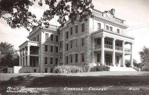 Waukesha Wisconsin Carroll College Mens Dorm Real Photo Postcard AA19791