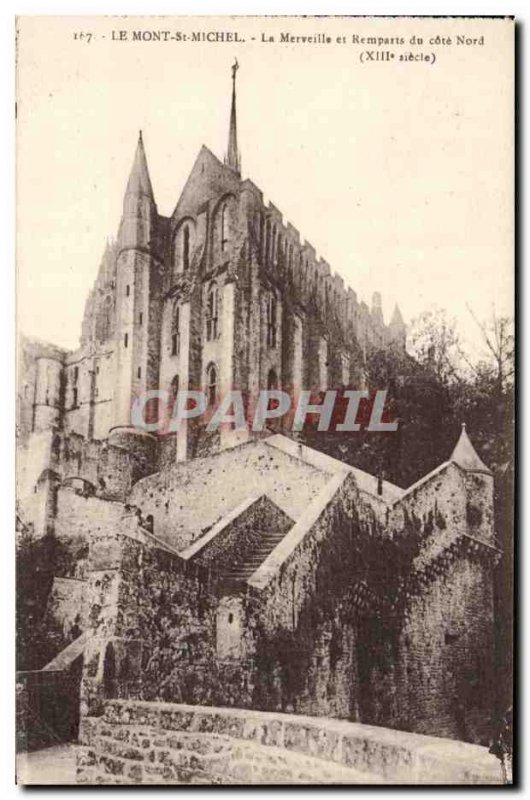 Old Postcard Mont St Michel The Wonder Walls and North coast