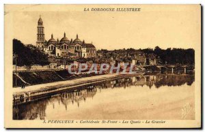 Old Postcard Perigueux Cathedrale St Front Quays Le Gravier