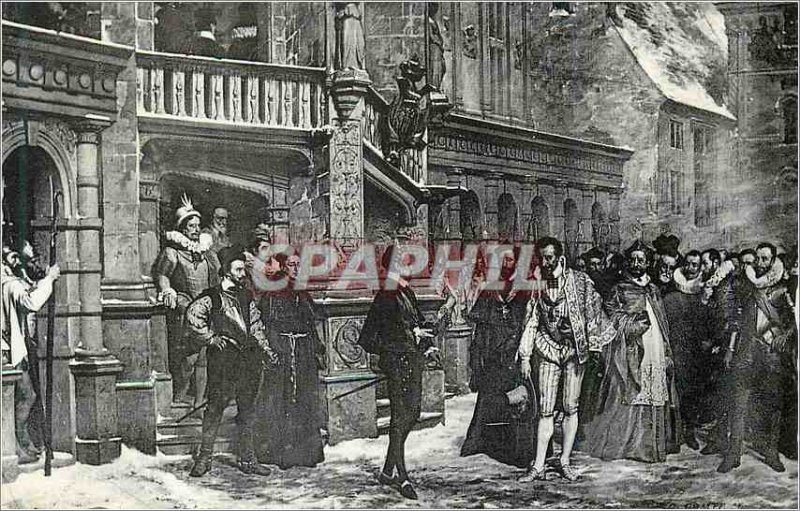 Modern Postcard Blois Chateau Le Musee Meeting of Henry III and the Duke of G...