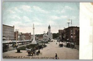Old Postcard~Public Square Scene..Watertown,New York-NY