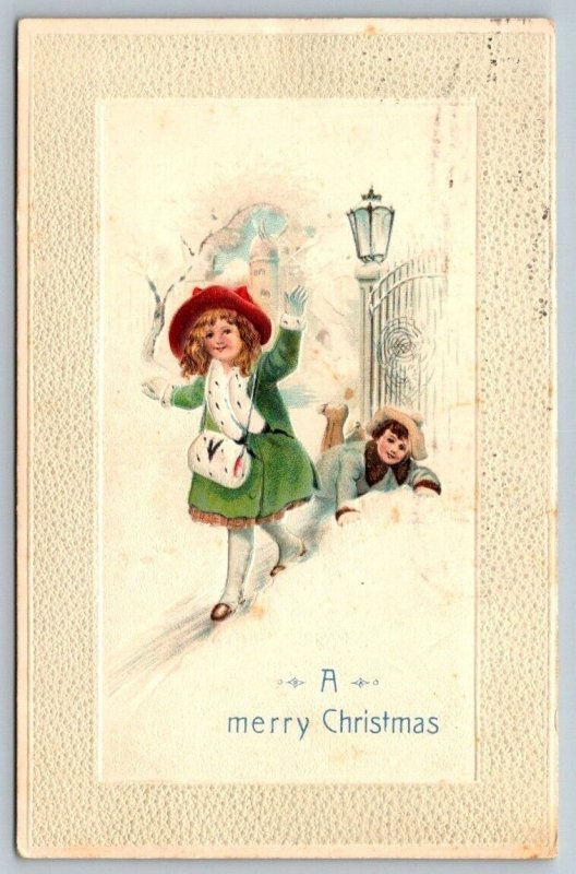 Merry Christmas  Lawrence Kansas Cancel   Embossed   Postcard  1911