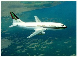 Gulf Air B 737 Airplane In Flight Postcard