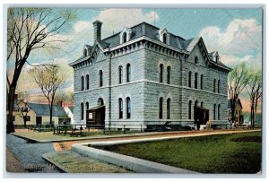 c1950's Post Office Building Roadside People Pathways Portland Maine ME Postcard