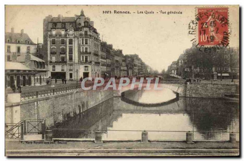 Old Postcard Rennes Docks General view