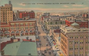 Postcard Bird's Eye View Showing Business Section Bridgeport CT