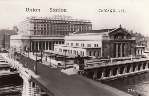 Postcard RPPC Union Station Chicago IL #2