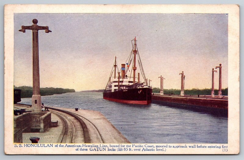 SS Honolulan American Hawaiian Line Catun Locks Postcard U27