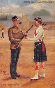 Drill Instruction Argyll Sutherland Highlanders British Army 1910c Tuck postcard