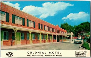 Colonial Motel 39th & Rainbow Kansas City KS Near KU Med Vintage Postcard C14