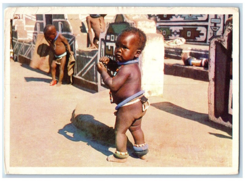 1973 Kids in the Street Tribal Life North of Pretoria South Africa Postcard