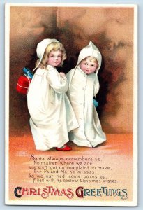 Ellen Clapsaddle Signed Postcard Christmas Greetings Children Waiting For Santa