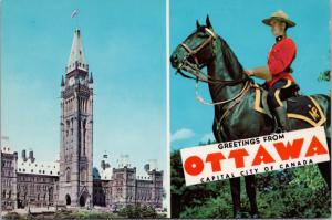 Parliament Buildings RCMP Mountie Ottawa Ontario ON Unused Vintage Postcard D43