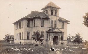 DS1/ Sheridan Michigan RPPC Postcard c1910 High School  146