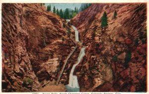 Vintage Postcard 1930's Seven Falls S. Cheyenne Canon Colorado Springs Colorado