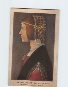 Postcard Beatrice D'Este By Leonardo da Vinci, Pinacoteca Ambrosiana, Italy