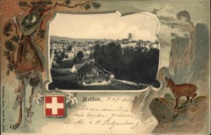 Heiden Switzerland SW Goat Mountain Climbing Embossed c1905 Postcard
