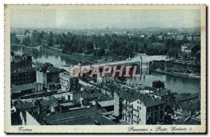 Old Postcard Panorama Torino e Ponte Umberto I