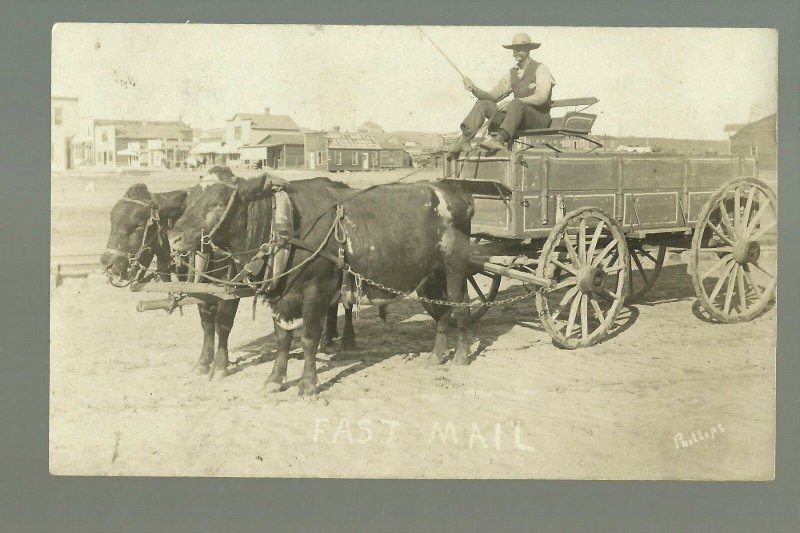 Hettinger NORTH DAKOTA RP 1909 RFD USPS MAIL WAGON Cow Cart nr Bowman MAILMAN