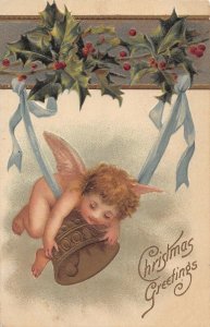 baby angel on Bell c1908 christmas postcard ac120