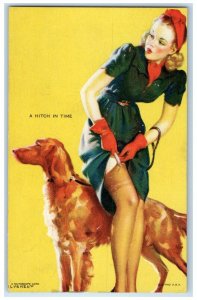 c1950's Mutoscope Follies Girl A Hitch In Time Dog Litho USA Exhibit Arcade Card