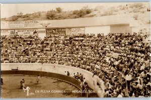 Bullfight  El Plena Corrida Nogales Sonora Mexico RPPC Postcard